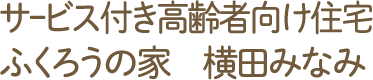 サービス付き高齢者向け住宅 ふくろうの家 横田みなみ